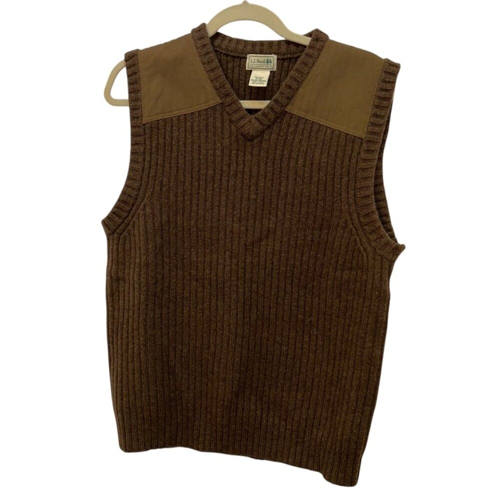 L.L. Bean brown ribbed Commando Hunting Shooting Sweater Vest M
